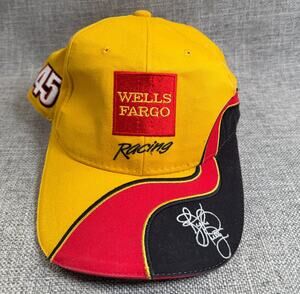 Vintage Kyle Petty #45 Wells Fargo Racing NASCAR Hat Yellow Strapback